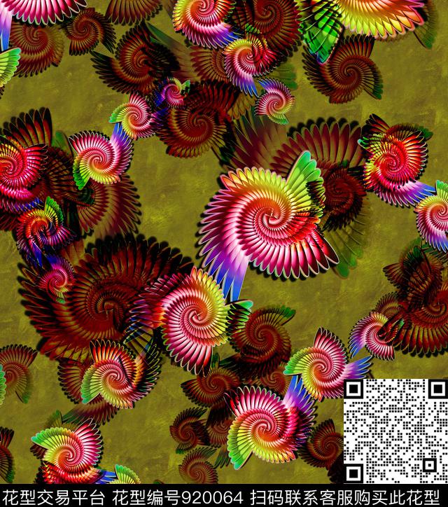 香云纱炫彩油画华亿平台数码印花华亿平台下载（图片编号: 920064） - 瓦栏（Walan）