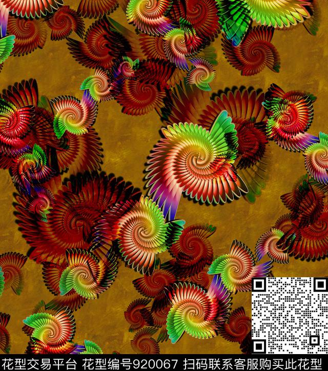 香云纱炫彩油画华亿平台数码印花华亿平台下载（图片编号: 920067） - 瓦栏（Walan）