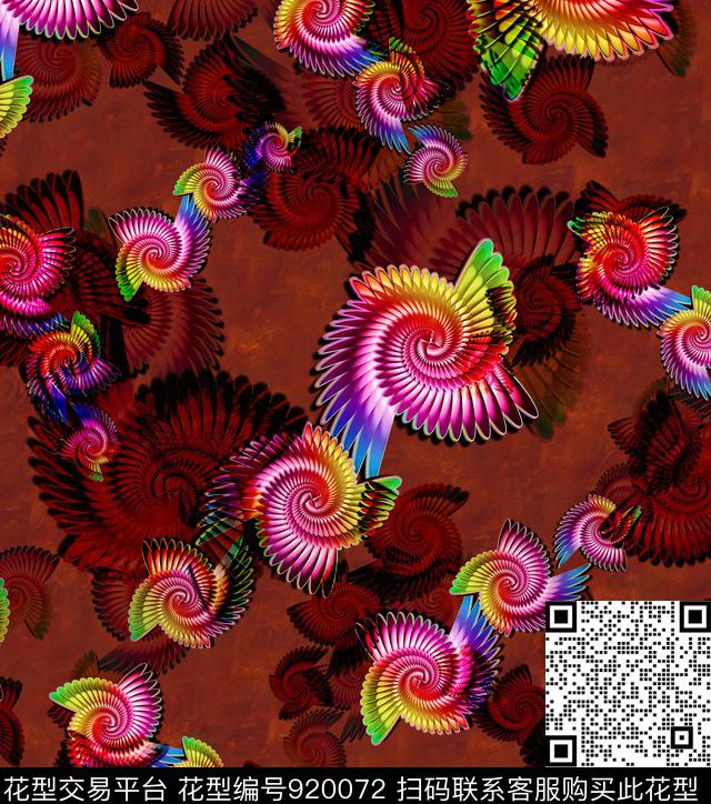 香云纱炫彩油画华亿平台数码印花华亿平台下载（图片编号: 920072） - 瓦栏（Walan）