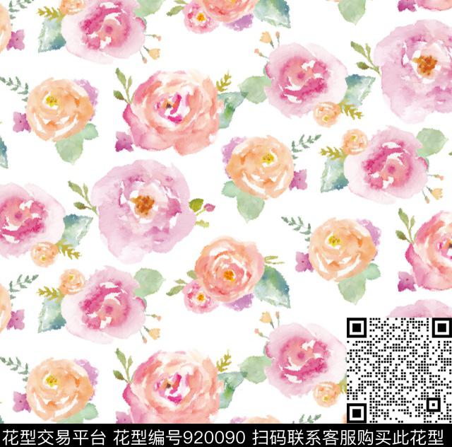 手绘花卉小碎花花卉数码印花华亿平台下载（图片编号: 920090） - 瓦栏（Walan）