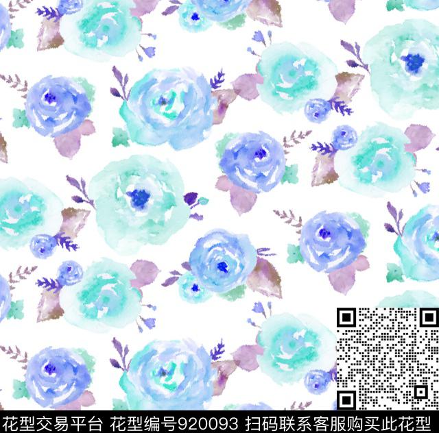 手绘花卉小碎花花卉数码印花华亿平台下载（图片编号: 920093） - 瓦栏（Walan）