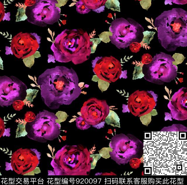 手绘花卉小碎花花卉数码印花华亿平台下载（图片编号: 920097） - 瓦栏（Walan）