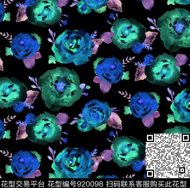 手绘花卉小碎花花卉数码印花华亿平台下载（图片编号: 920098） - 瓦栏（Walan）