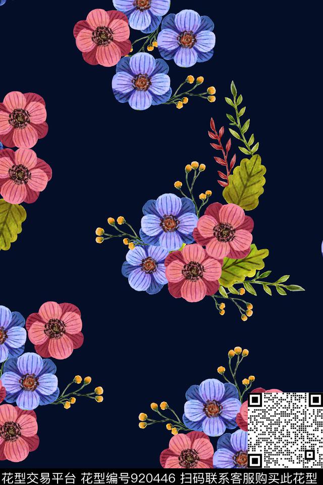 植物花卉1/2接数码印花华亿平台下载（图片编号: 920446） - 瓦栏（Walan）