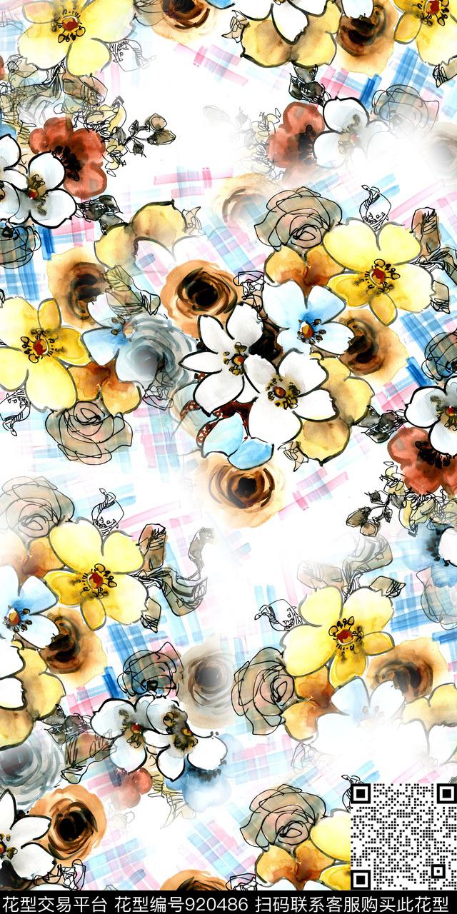 小碎花绘画花卉数码印花华亿平台下载（图片编号: 920486） - 瓦栏（Walan）
