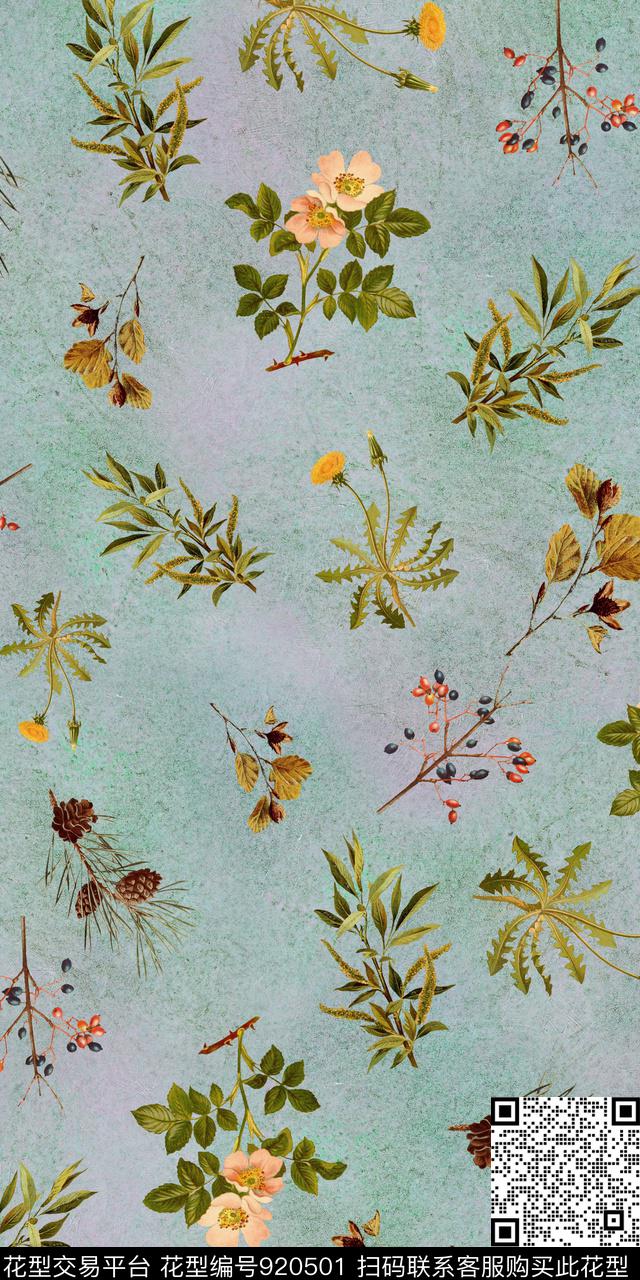 素雅小碎花数码华亿平台数码印花华亿平台下载（图片编号: 920501） - 瓦栏（Walan）