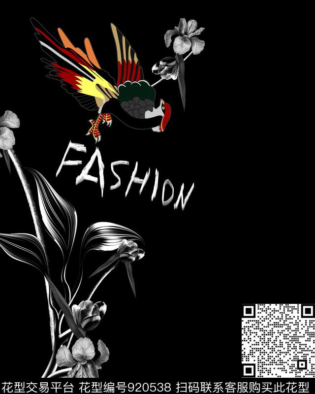 字母定位花花鸟数码印花华亿平台下载（图片编号: 920538） - 瓦栏（Walan）