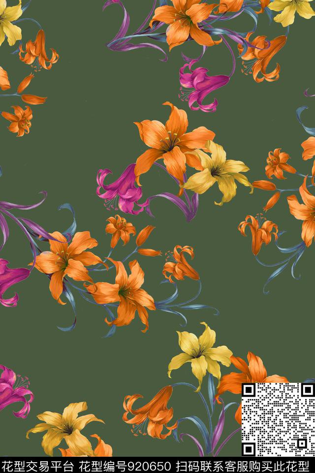 小碎花彩底花卉豹纹数码印花华亿平台下载（图片编号: 920650） - 瓦栏（Walan）