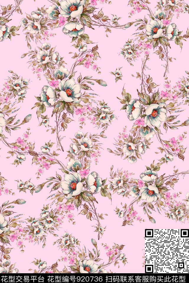 花卉小碎花定位花数码印花华亿平台下载（图片编号: 920736） - 瓦栏（Walan）