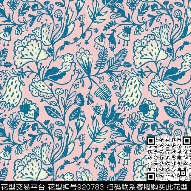 花卉手绘花卉女装传统印花华亿平台下载（图片编号: 920783） - 瓦栏（Walan）