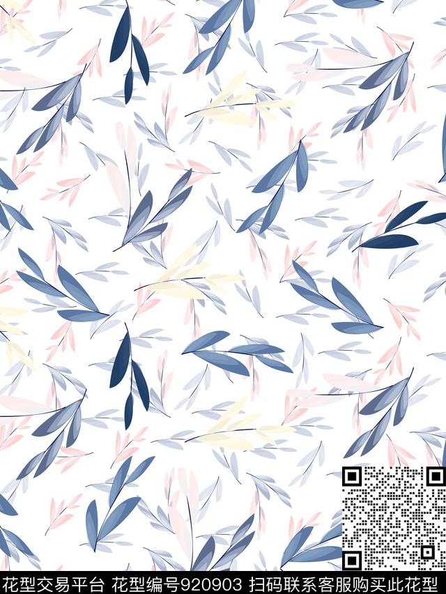 花卉素雅清爽底花卉数码印花华亿平台下载（图片编号: 920903） - 瓦栏（Walan）