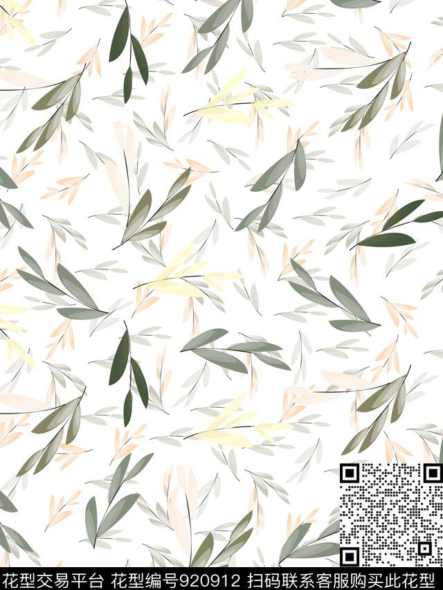 花卉素雅清爽底花卉数码印花华亿平台下载（图片编号: 920912） - 瓦栏（Walan）