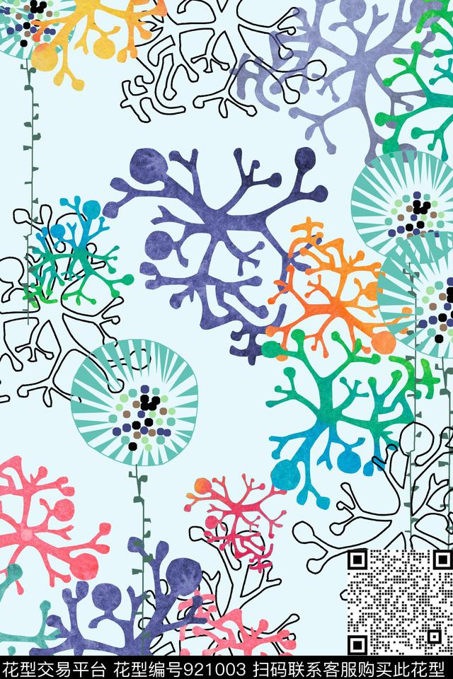 手绘花卉创意原创数码印花华亿平台下载（图片编号: 921003） - 瓦栏（Walan）