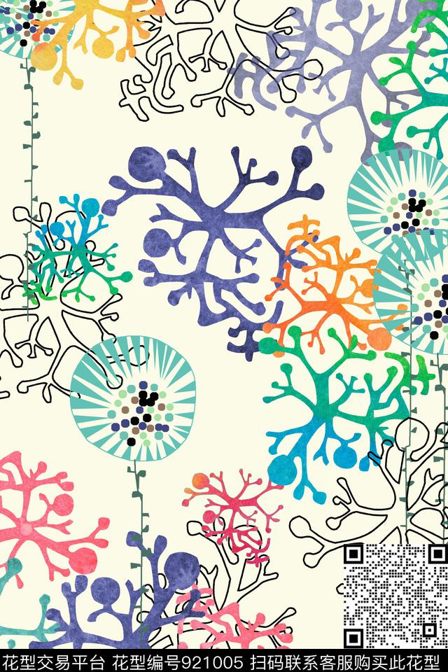 手绘花卉创意原创数码印花华亿平台下载（图片编号: 921005） - 瓦栏（Walan）