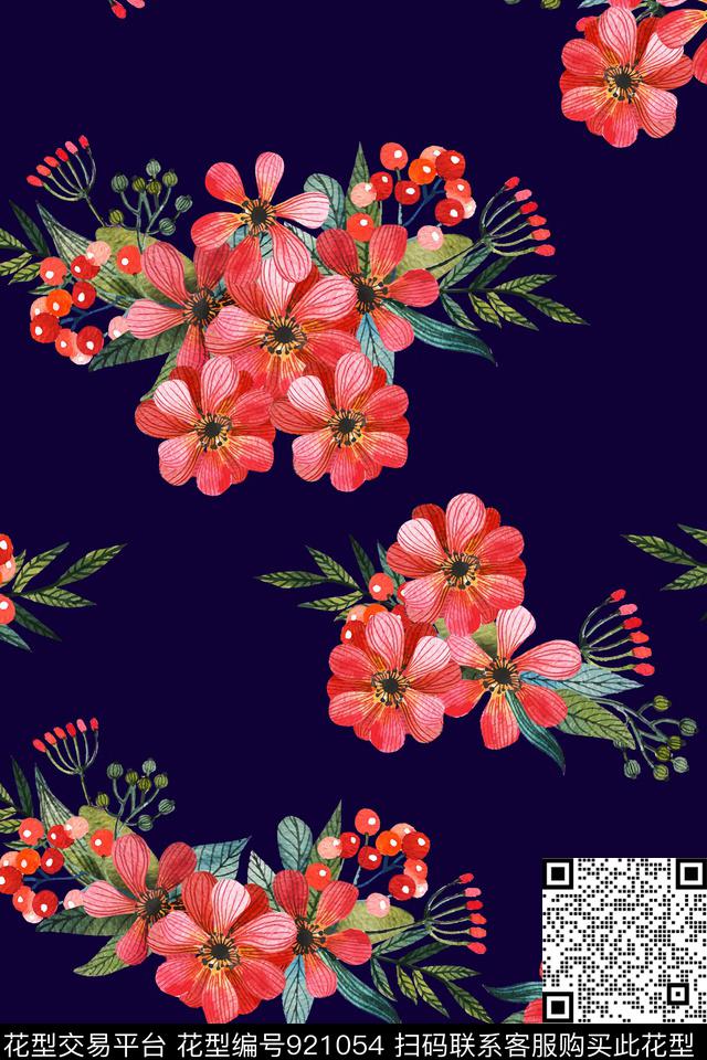 花卉植物1/2接数码印花华亿平台下载（图片编号: 921054） - 瓦栏（Walan）