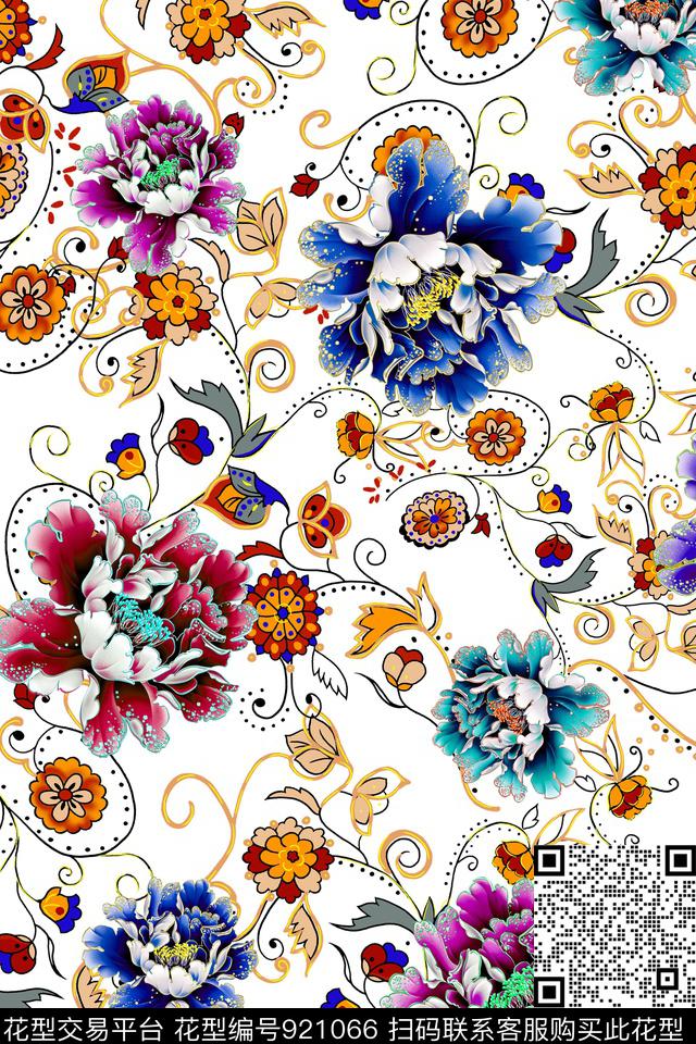 花卉民族风女装数码印花华亿平台下载（图片编号: 921066） - 瓦栏（Walan）
