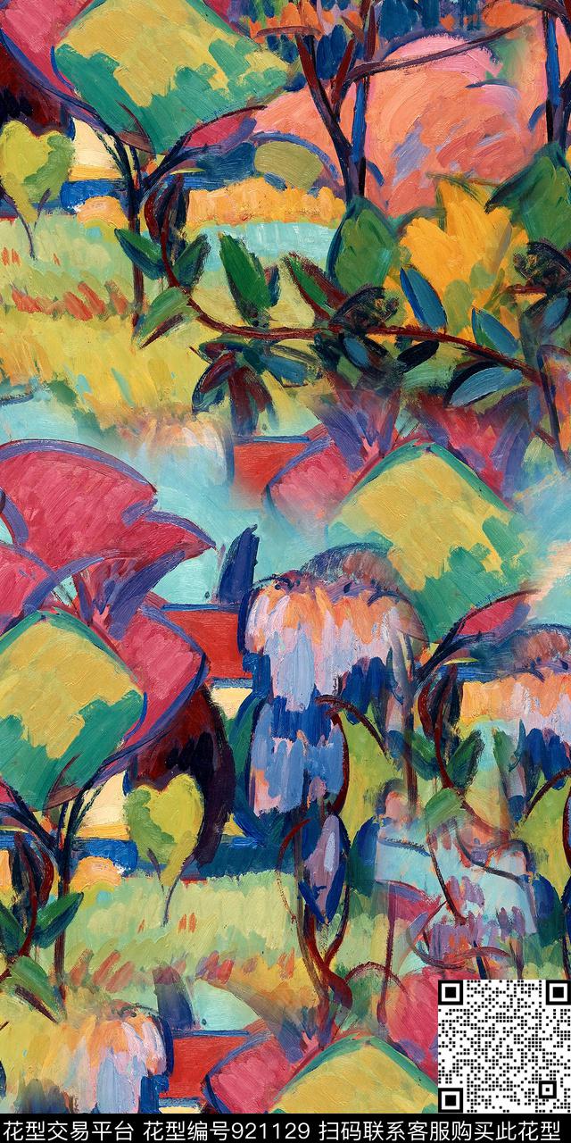 春夏华亿平台炫彩抽象数码印花华亿平台下载（图片编号: 921129） - 瓦栏（Walan）