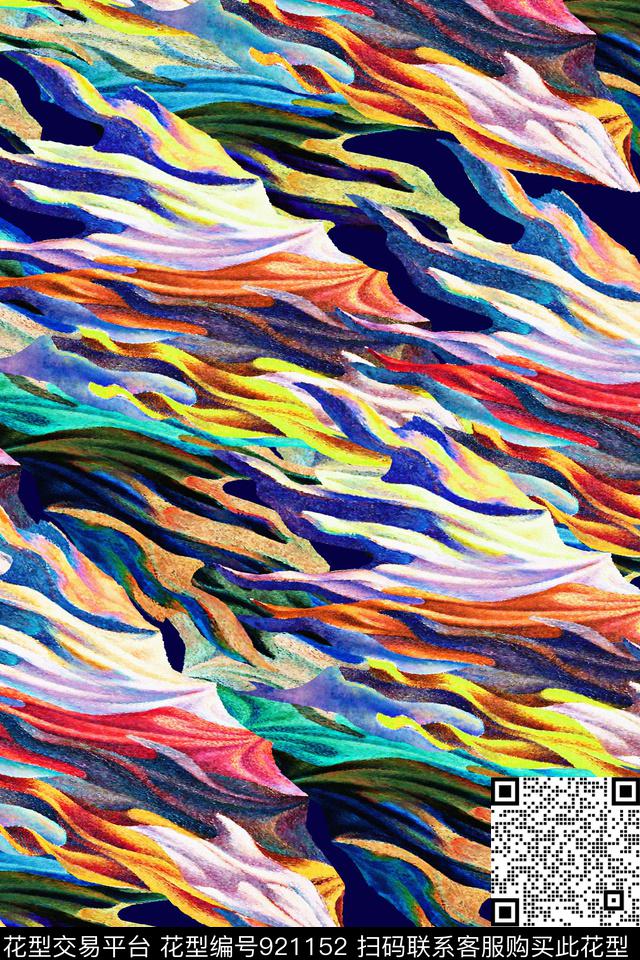 抽象波浪纹数码印花华亿平台下载（图片编号: 921152） - 瓦栏（Walan）