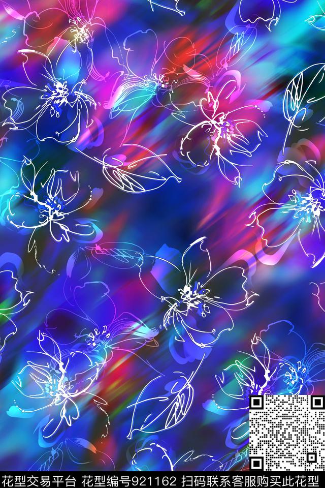 底纹线条花卉趣味数码印花华亿平台下载（图片编号: 921162） - 瓦栏（Walan）