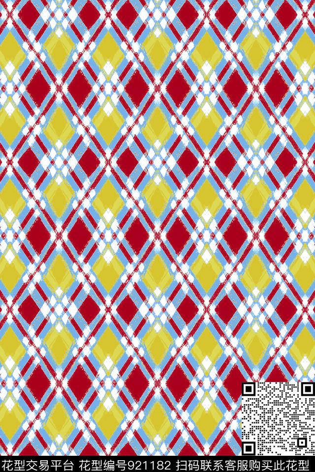格子衫条纹菱形条纹数码印花华亿平台下载（图片编号: 921182） - 瓦栏（Walan）