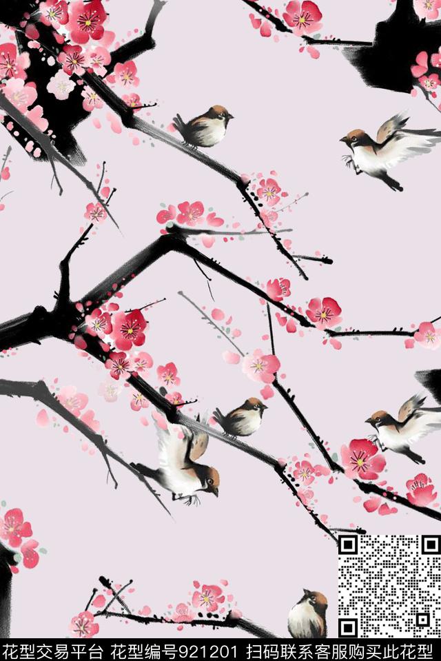 旗袍彩底花卉中国风传统印花华亿平台下载（图片编号: 921201） - 瓦栏（Walan）