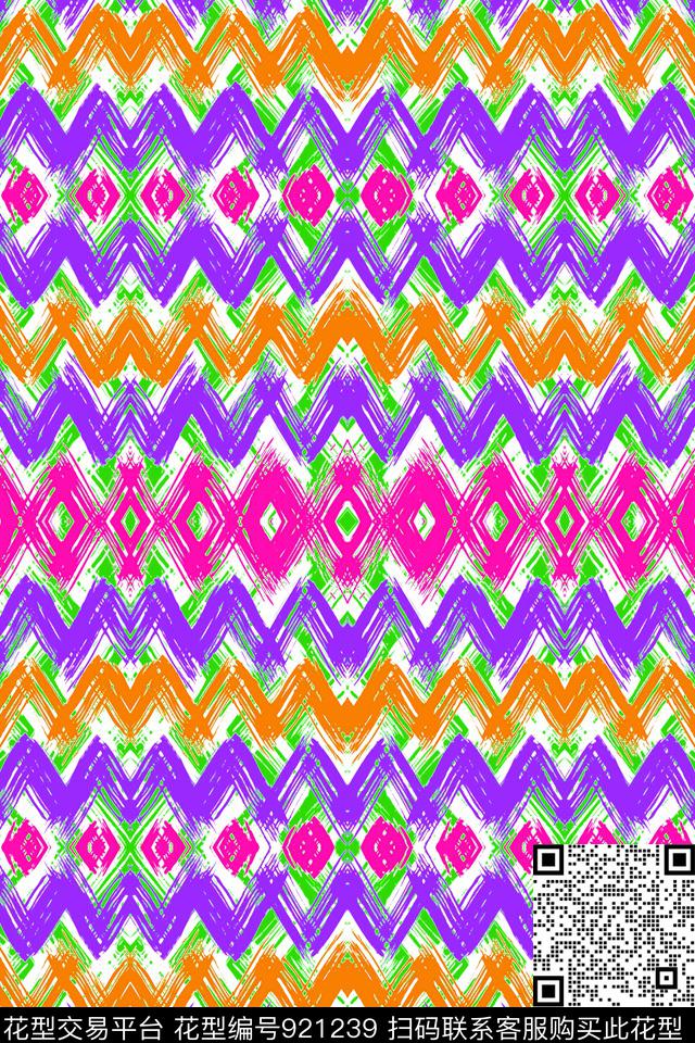 波浪纹闪电条纹大波浪数码印花华亿平台下载（图片编号: 921239） - 瓦栏（Walan）