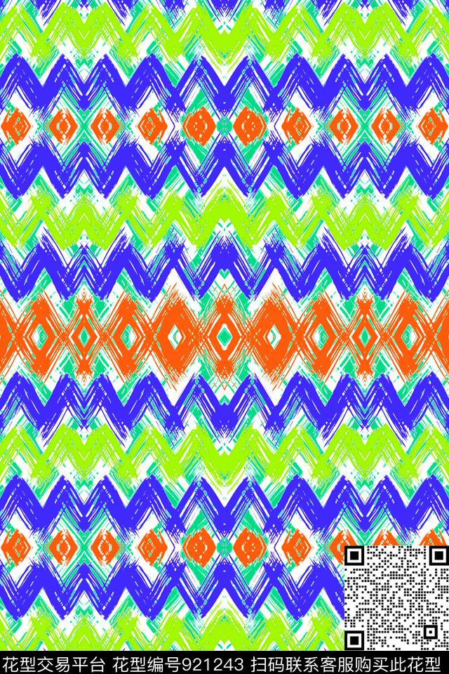 波浪纹闪电条纹大波浪数码印花华亿平台下载（图片编号: 921243） - 瓦栏（Walan）