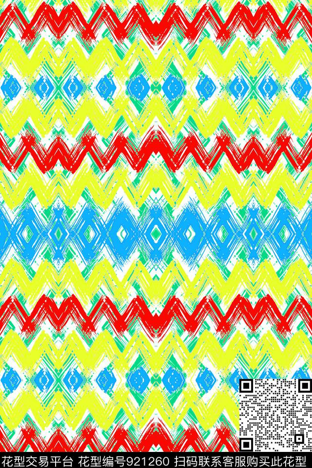 波浪纹闪电条纹大波浪数码印花华亿平台下载（图片编号: 921260） - 瓦栏（Walan）