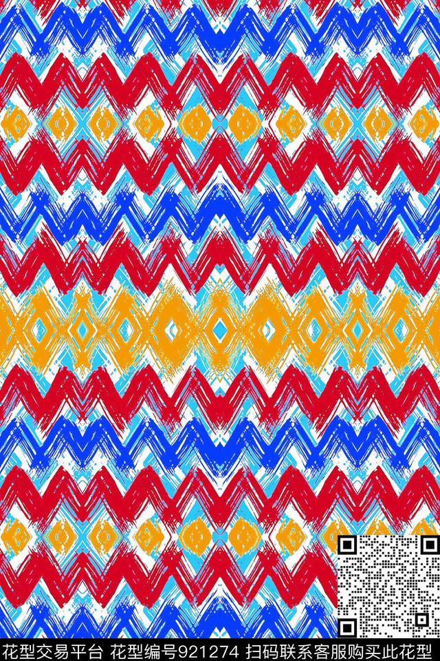 波浪纹闪电条纹大波浪数码印花华亿平台下载（图片编号: 921274） - 瓦栏（Walan）