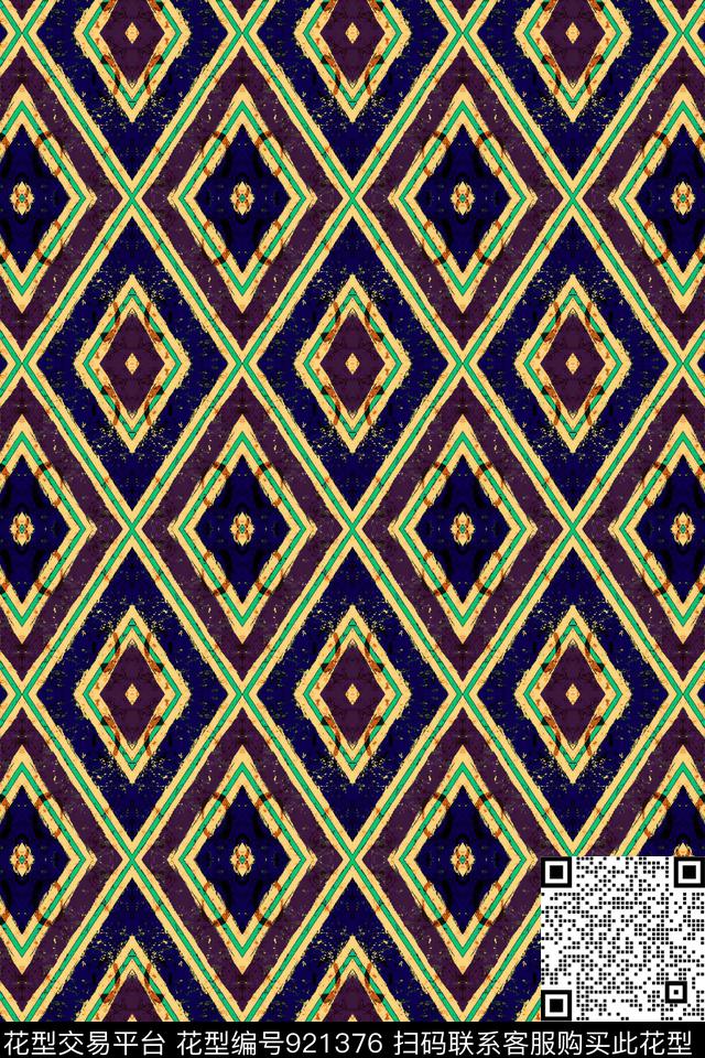 菱形条纹条纹复古条纹数码印花华亿平台下载（图片编号: 921376） - 瓦栏（Walan）