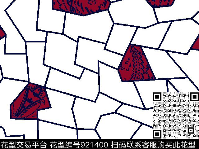 佩斯利纹几何花卉大牌风传统印花华亿平台下载（图片编号: 921400） - 瓦栏（Walan）