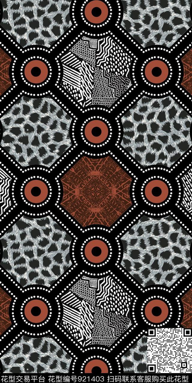 几何豹纹混合拼接传统印花华亿平台下载（图片编号: 921403） - 瓦栏（Walan）