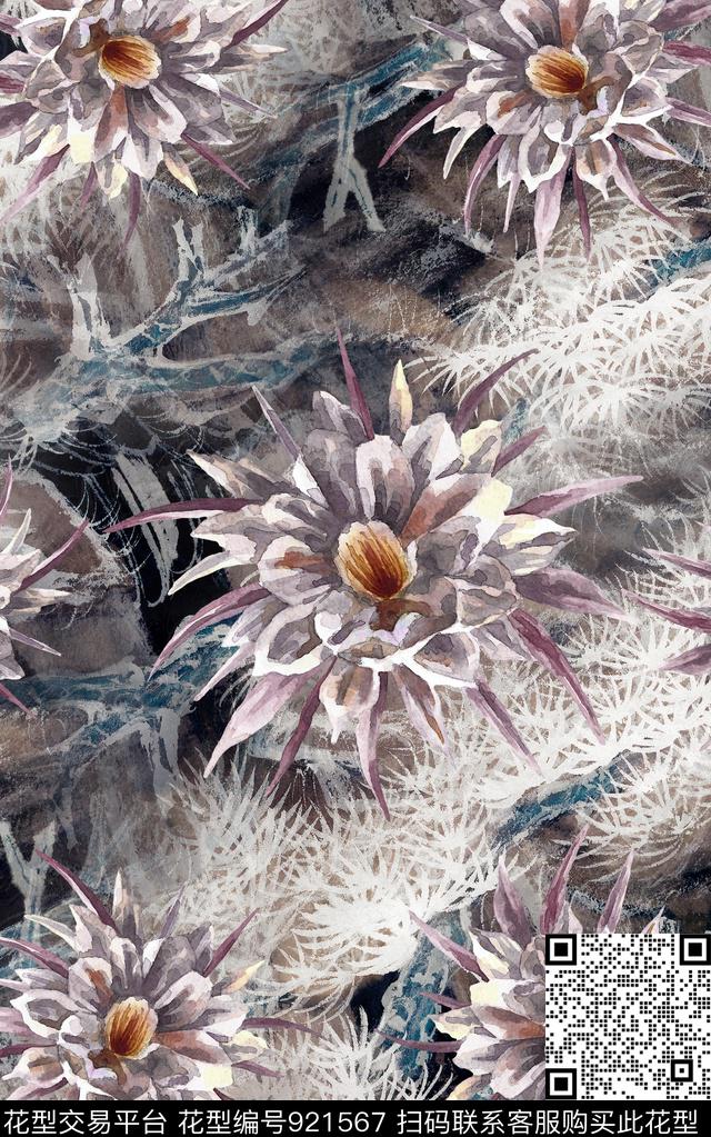 花卉民族风复古数码印花华亿平台下载（图片编号: 921567） - 瓦栏（Walan）