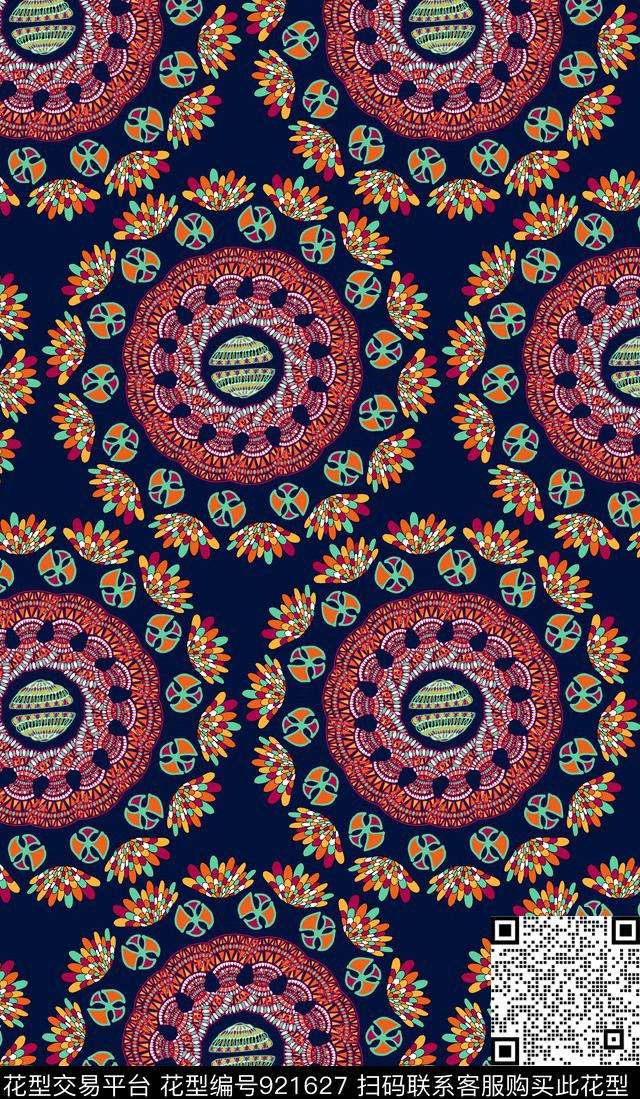 秋冬华亿平台简约几何花卉传统印花华亿平台下载（图片编号: 921627） - 瓦栏（Walan）