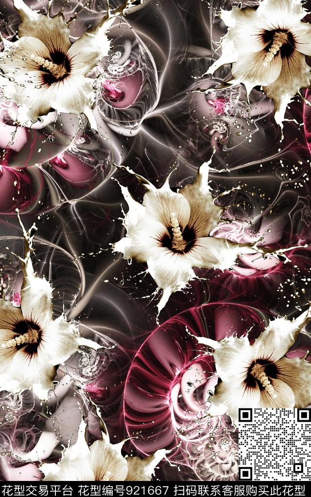 花卉民族风复古数码印花华亿平台下载（图片编号: 921667） - 瓦栏（Walan）