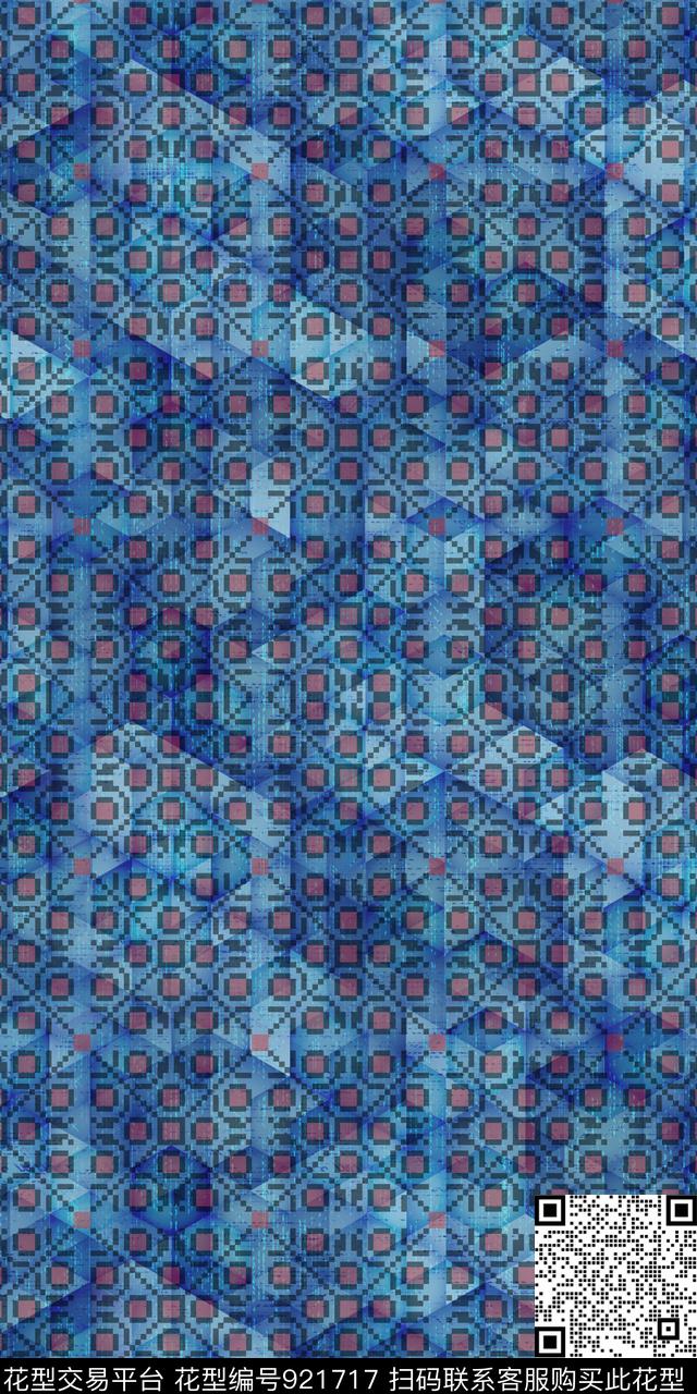 几何满版散花棉麻数码印花华亿平台下载（图片编号: 921717） - 瓦栏（Walan）