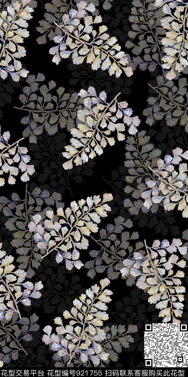 手绘花卉素雅花卉数码印花华亿平台下载（图片编号: 921755） - 瓦栏（Walan）