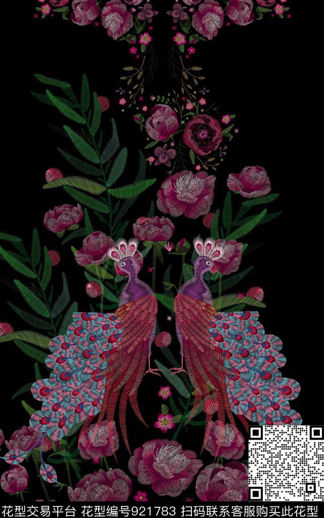 stylepeacockspeonies数码印花华亿平台下载（图片编号: 921783） - 瓦栏（Walan）