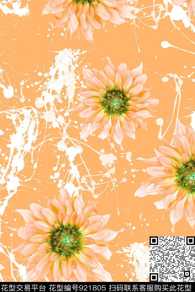花卉向日葵数码华亿平台数码印花华亿平台下载（图片编号: 921805） - 瓦栏（Walan）