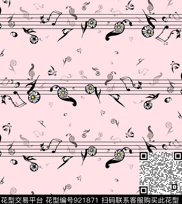 音乐鸟小雏菊传统印花华亿平台下载（图片编号: 921871） - 瓦栏（Walan）