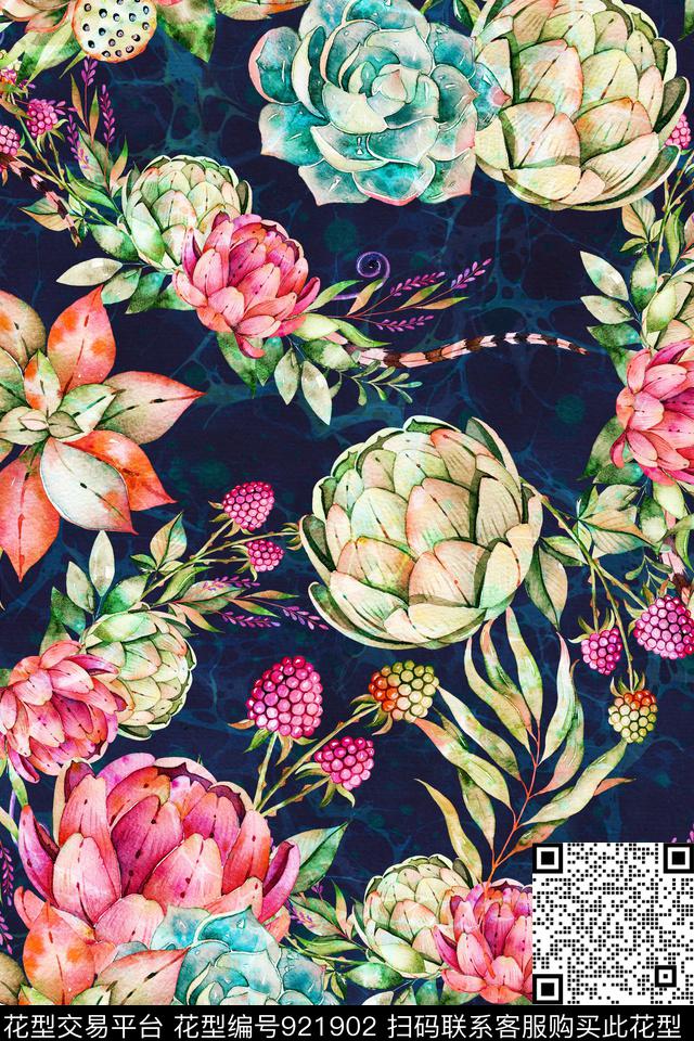 中老年大花油画华亿平台数码印花华亿平台下载（图片编号: 921902） - 瓦栏（Walan）