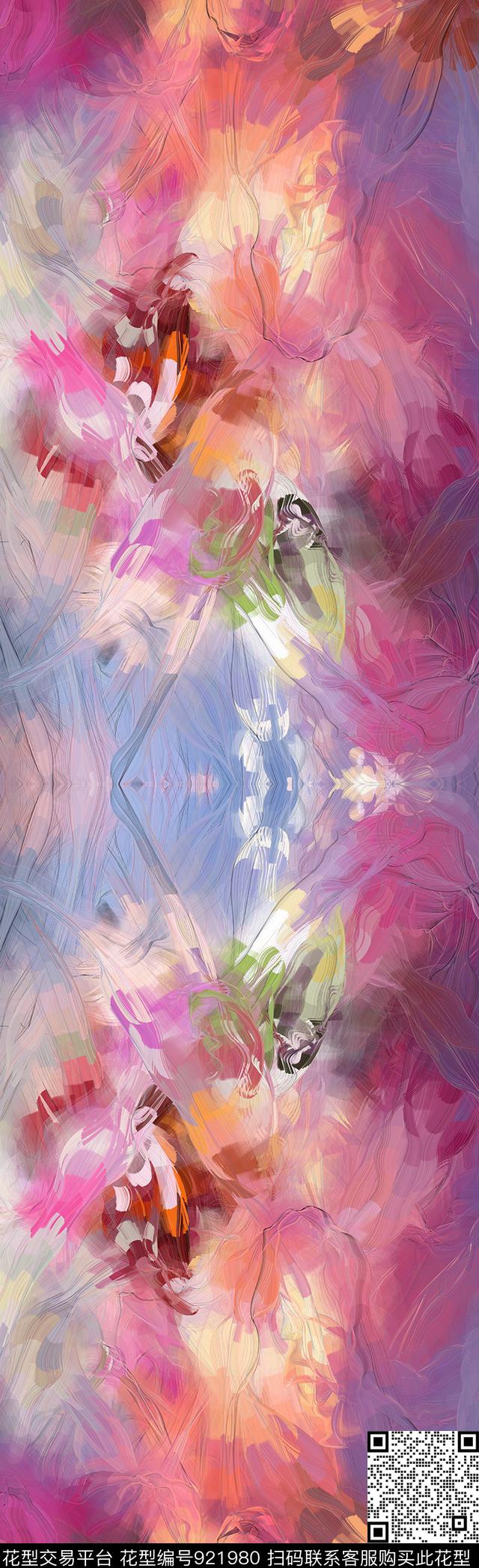 涂鸦抽象油画华亿平台传统印花华亿平台下载（图片编号: 921980） - 瓦栏（Walan）