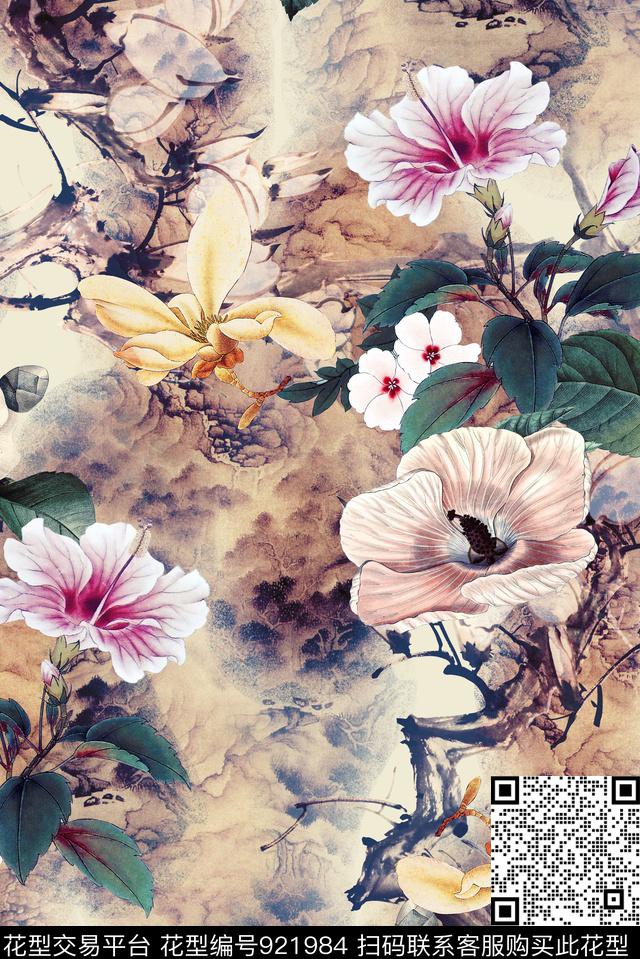 国画中国风数码印花华亿平台下载（图片编号: 921984） - 瓦栏（Walan）