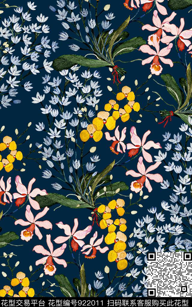 植物复古大牌女装数码印花华亿平台下载（图片编号: 922011） - 瓦栏（Walan）