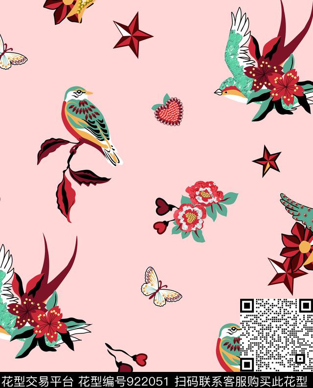 爱心星星钉珠数码印花华亿平台下载（图片编号: 922051） - 瓦栏（Walan）