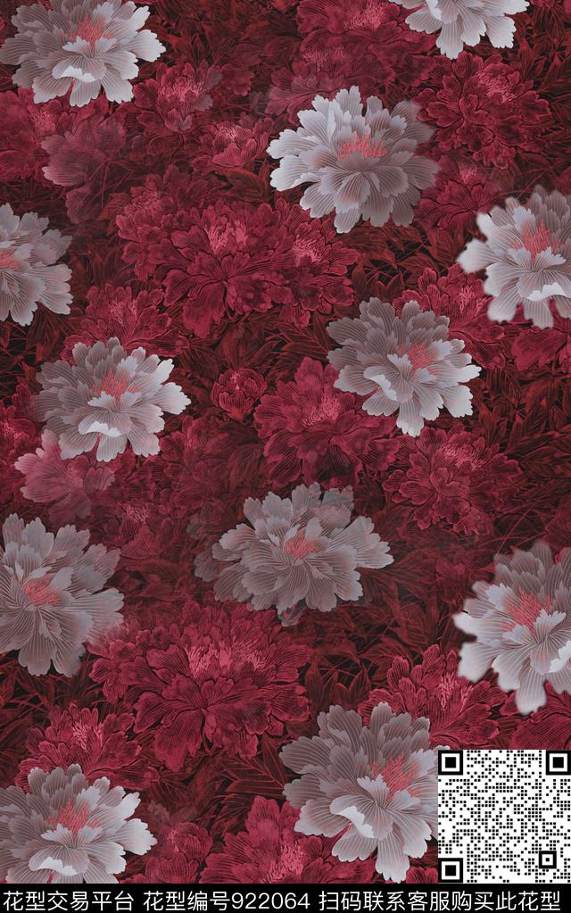 民族风花卉复古数码印花华亿平台下载（图片编号: 922064） - 瓦栏（Walan）