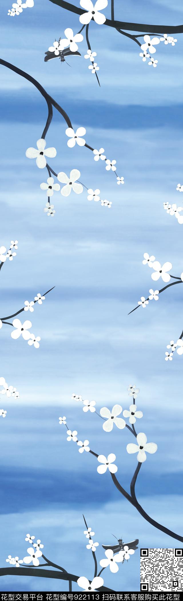 围巾花卉小碎花数码印花华亿平台下载（图片编号: 922113） - 瓦栏（Walan）