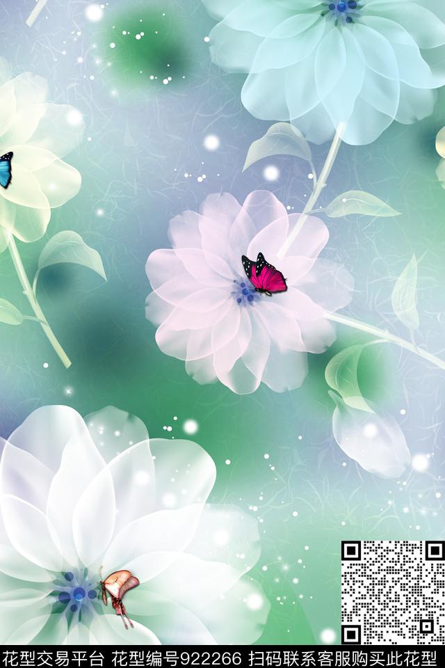 版画水彩花卉手绘花卉数码印花华亿平台下载（图片编号: 922266） - 瓦栏（Walan）