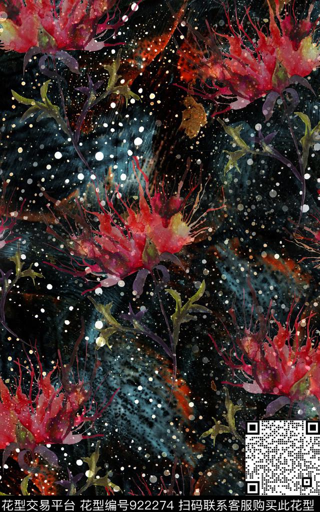 民族风花卉复古数码印花华亿平台下载（图片编号: 922274） - 瓦栏（Walan）