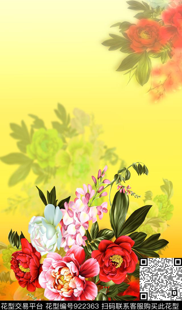女装定位花花卉数码印花华亿平台下载（图片编号: 922363） - 瓦栏（Walan）